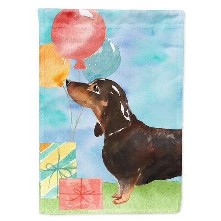 Carolines Treasures Happy Birthday Black & Tan Dachshund Flag Canvas House Size CK3239CHF